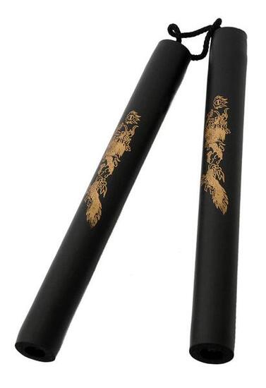 Schaumstoff-Kampfstab mit schwarzem und goldenem Seil