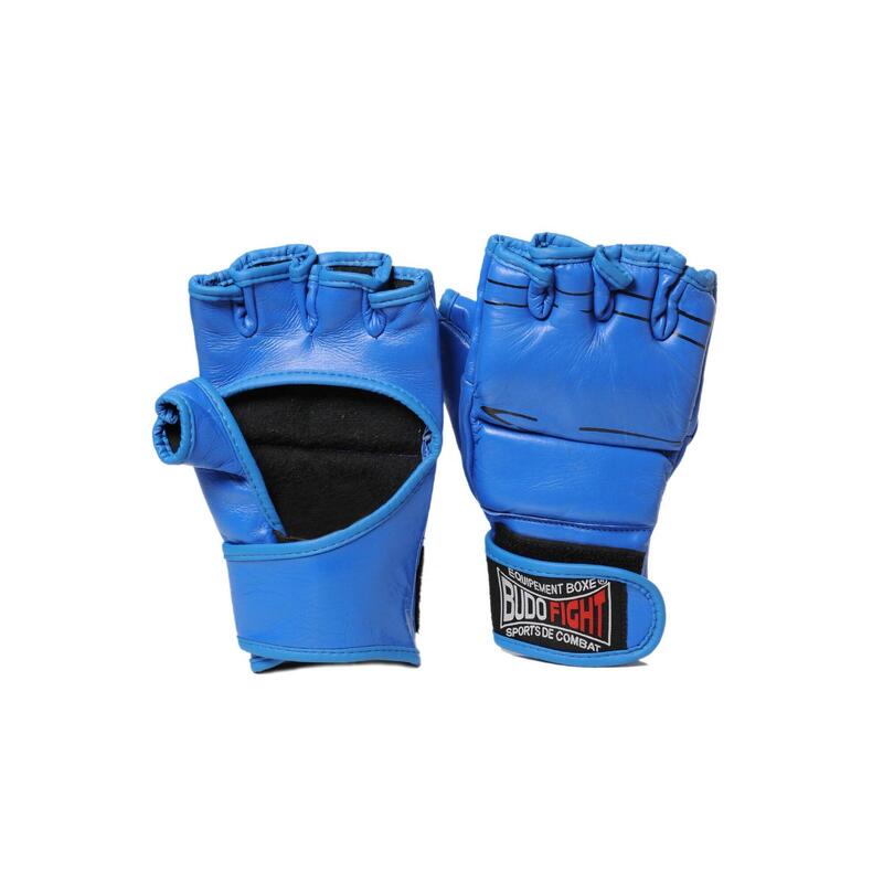 Gants de MMA Warrior 100 % cuir bleus