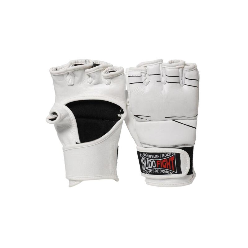 Gants de MMA Warrior 100 % cuir blancs