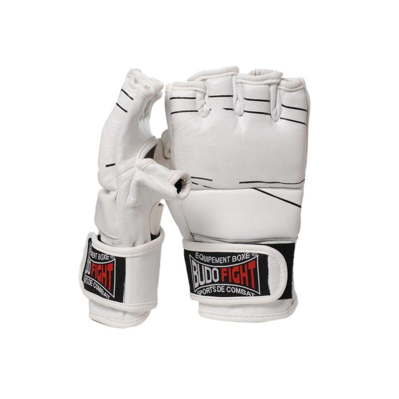 Gants de MMA Warrior 100 % cuir blancs