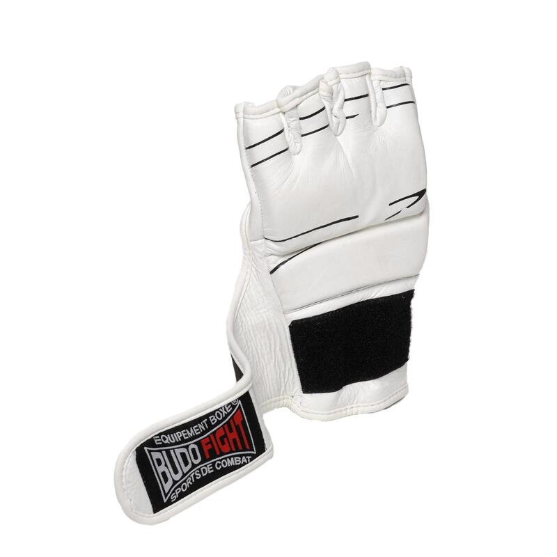 Gants de MMA Warrior 100 % cuir blancs