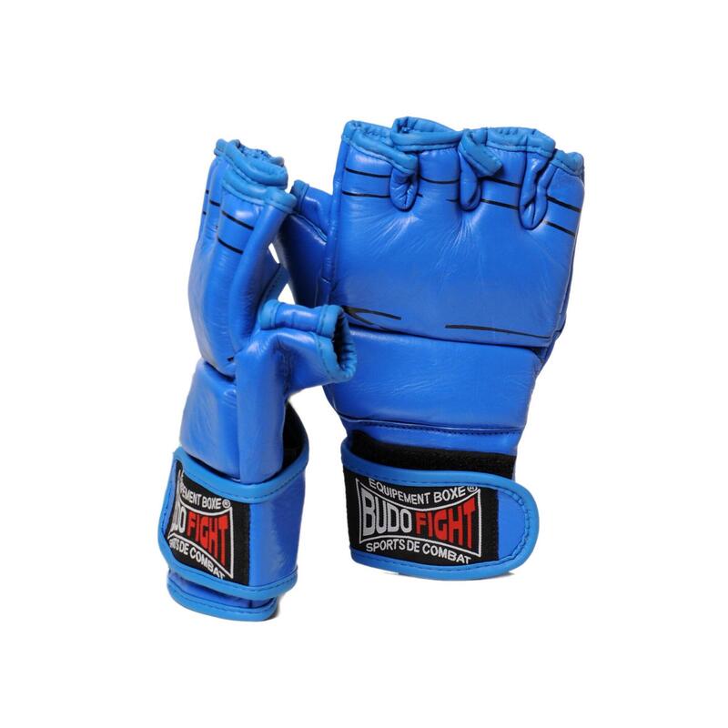 Gants de MMA Warrior 100 % cuir bleus