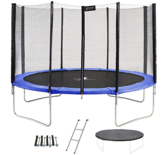 Trampolino rotondo Blu Ø360cm con rete scaletta copertura e kit di ancoraggio
