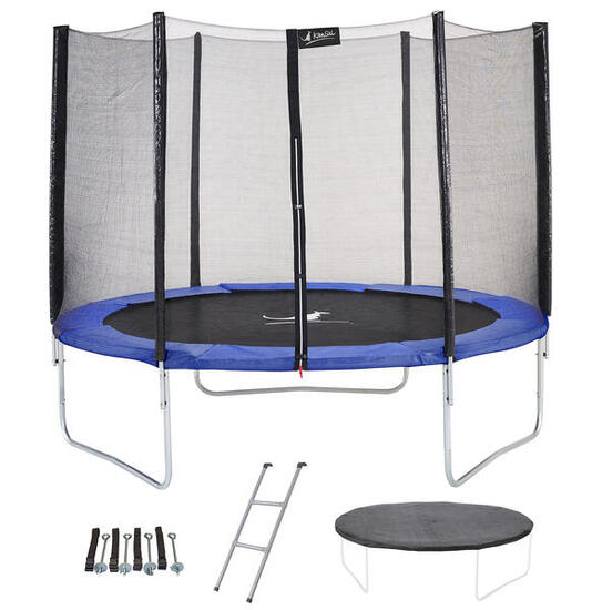 Trampolino rotondo Blu Ø300cm con rete scaletta copertura e kit di ancoraggio