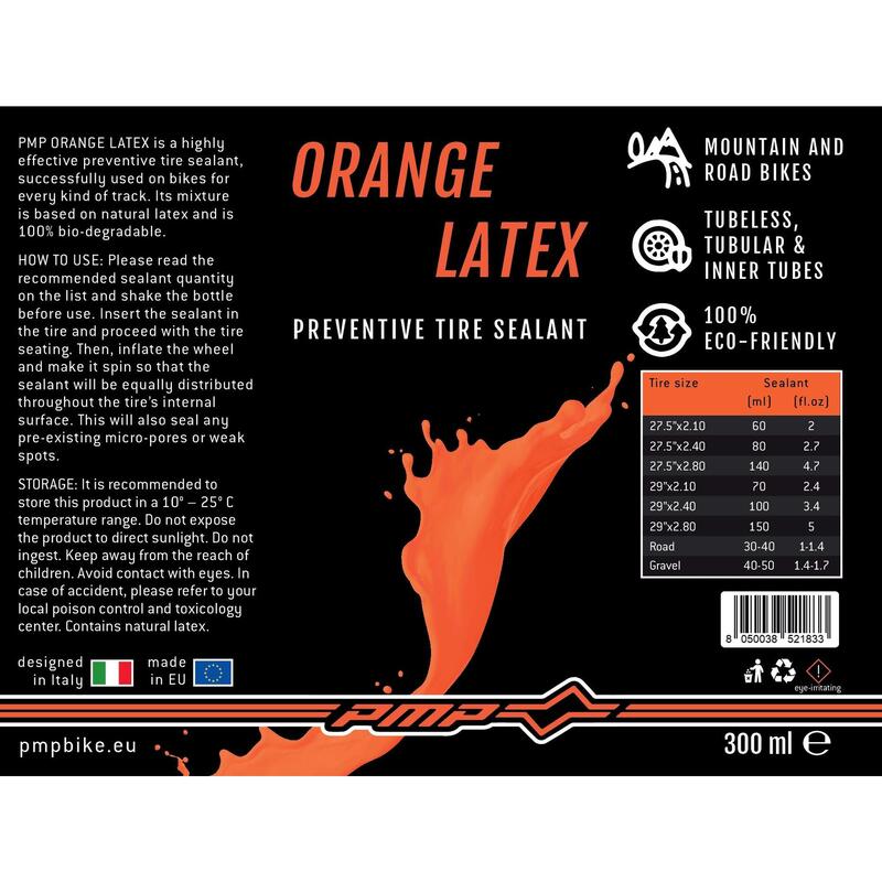 Tubeless Reifendichtmittel Pannenschutzflüssigkeit PMP Orange Latex