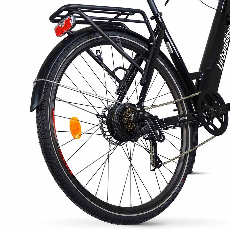 Urbanbiker Sidney | Ebike Urbana | Autonomia 100KM | Preta |  26"