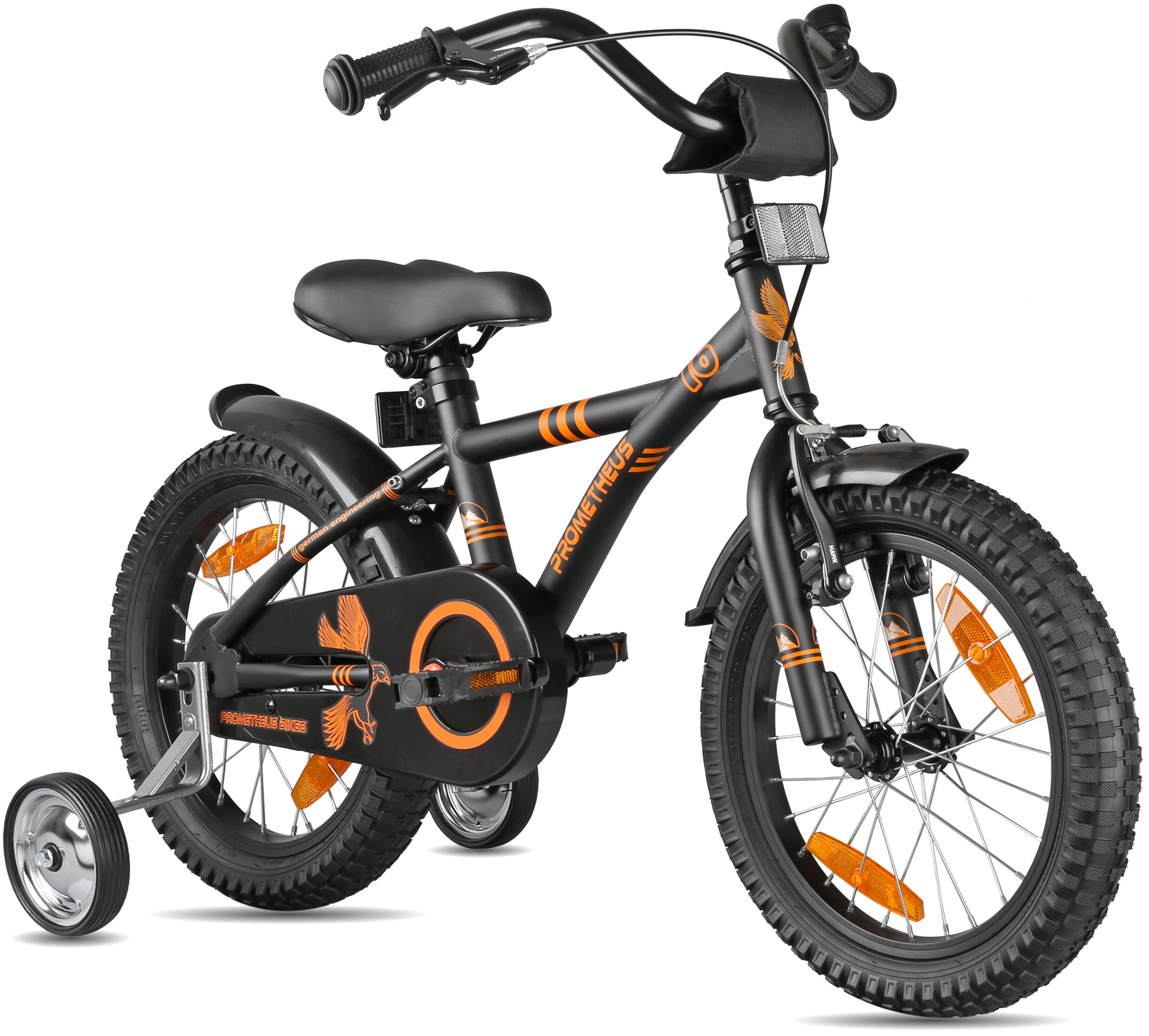 PROMETHEUS BICYCLES Kinderfiets 16 inch vanaf 4 -6 jaar fiets met terugtraprem en zijwieltjes