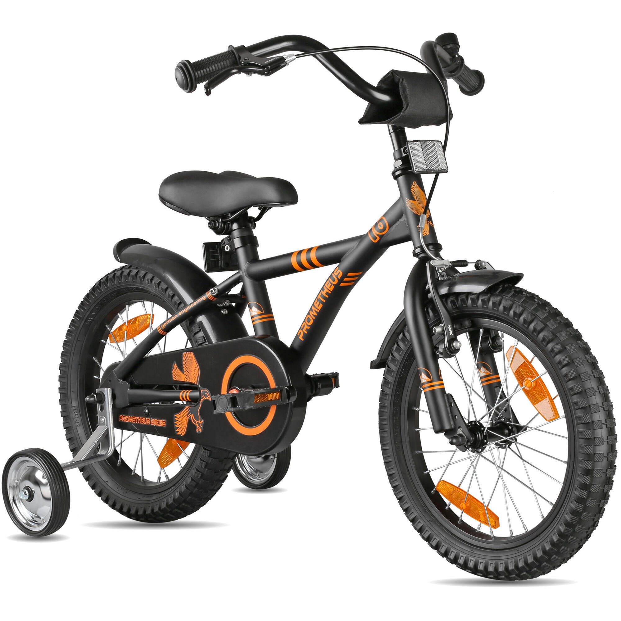 Prometheus Bicycles - Vélo 16 Pouces Enfant 4-6 Ans Avec Roues Stabilisateurs Et Rétropédalage - Vélo Enfant - Noir|orange - 16" - Decathlon