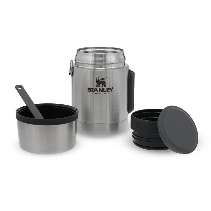 Boîte Alimentaire Isotherme 0,53L Inox + Cuillère-Fourchette - Randonnée - Vélo