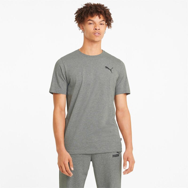 Essentials T-shirt met klein logo voor heren PUMA Medium Gray Heather Cat