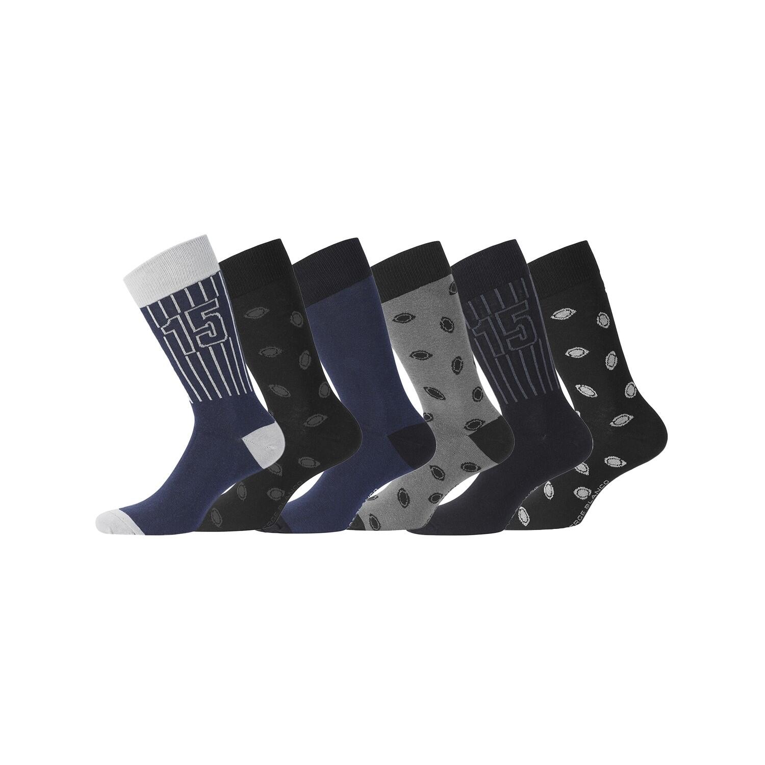Serge Blanco - Lot De 6 Paires De Chaussettes De Ville Coton Homme - Chaussettes - Multicolore - 43/46 - Decathlon