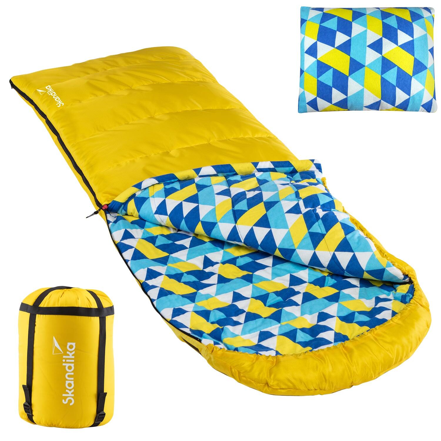 Skandika - Sac De Couchage Rectangulaire Dundee Avec Oreiller Sleepyhead – Zip À Gauche - Sac De Couchage - Jaune - Taille Unique - Decathlon