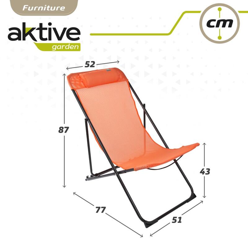 Cadeira de campismo dobrável laranja com alça Aktive