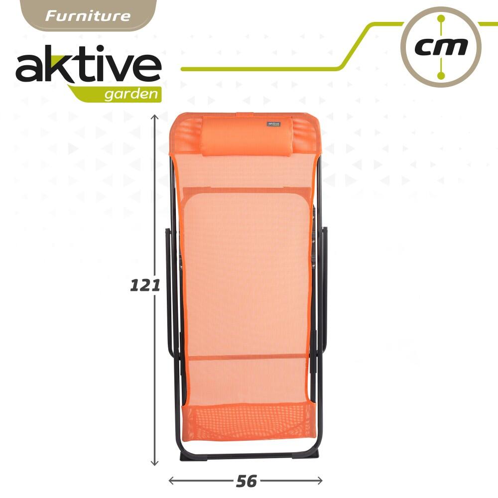 Chaise de jardin pliante multipositions orange avec poignée Aktive 7/7
