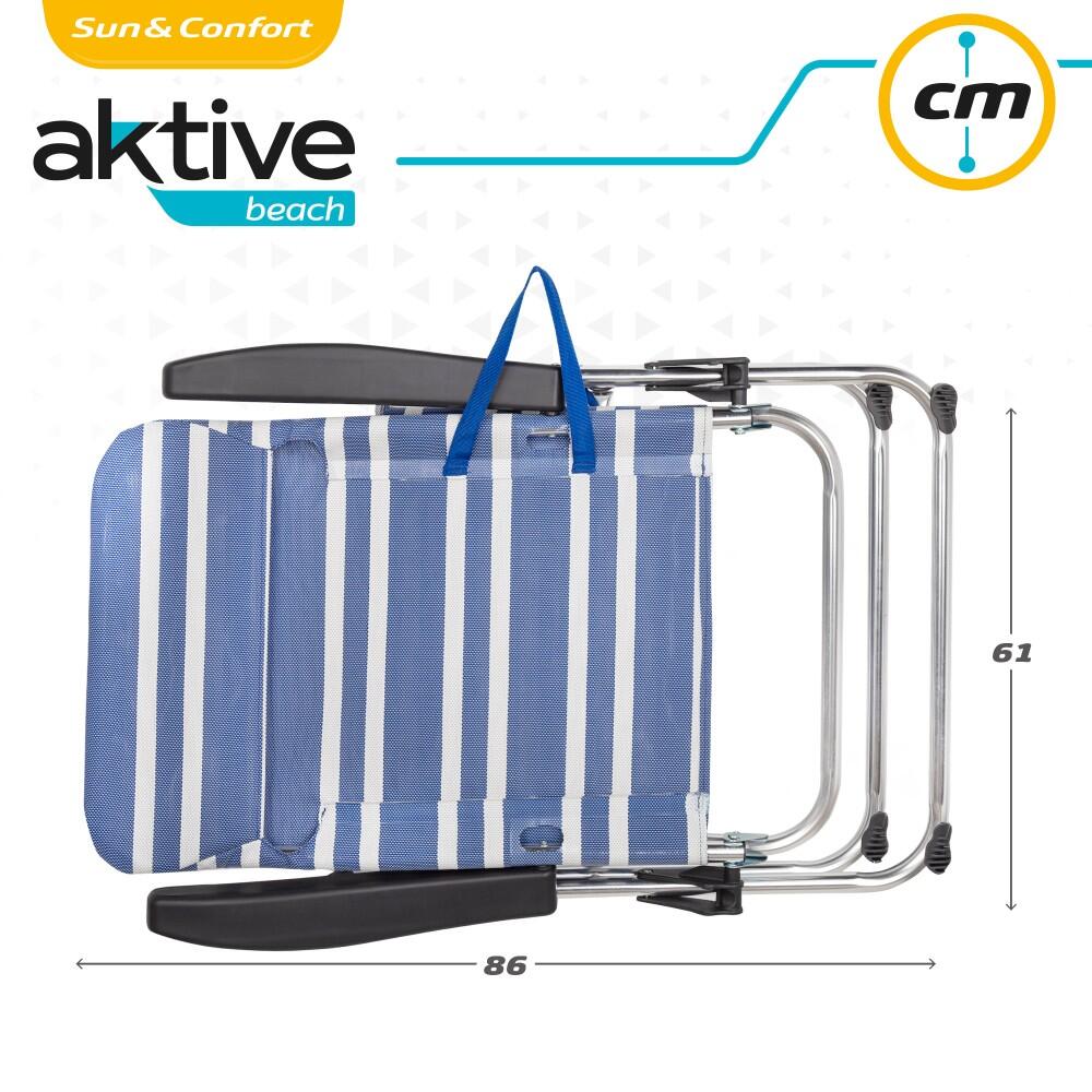 AKTIVE - Lot de 2 Chaises de Plage Pliantes Mykonos, Multipositions 46,5x63x93cm 7/7
