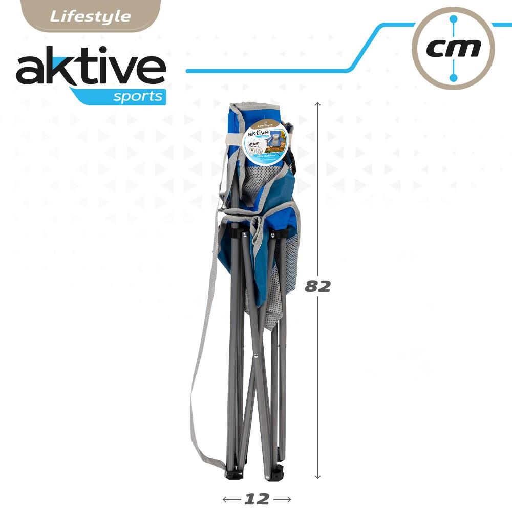 Sedia Da Campeggio Aktive Pieghevole - Grigio, Portata 110 Kg, Con Portabicchieri E Braccioli