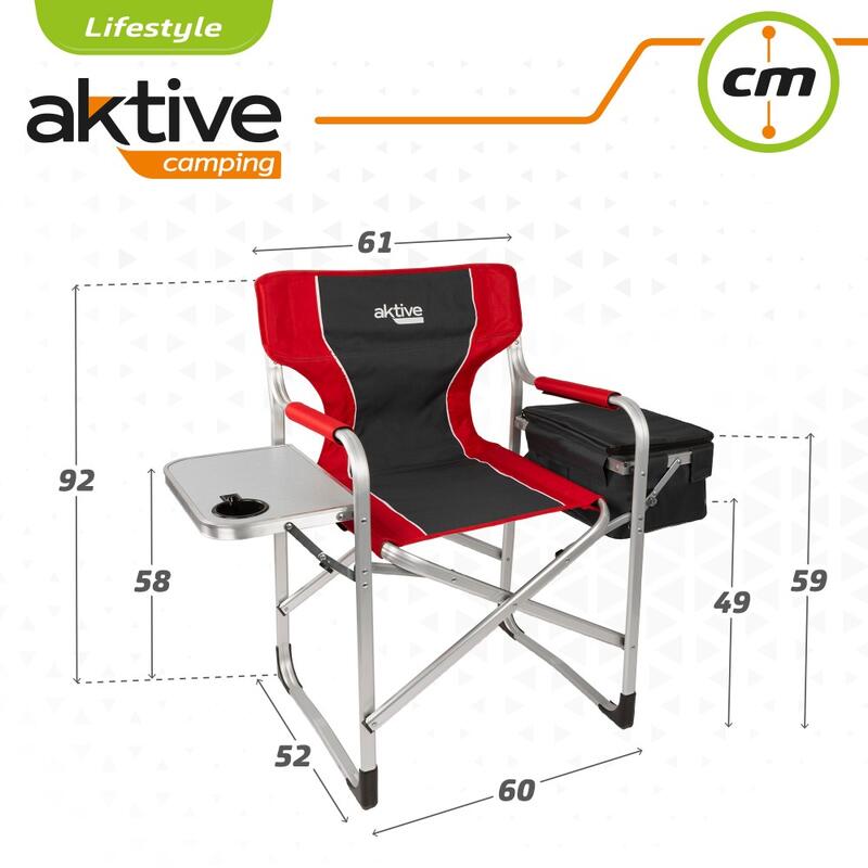 AKTIVE - Chaise Pliante Camping avec Table et Sac Isotherme