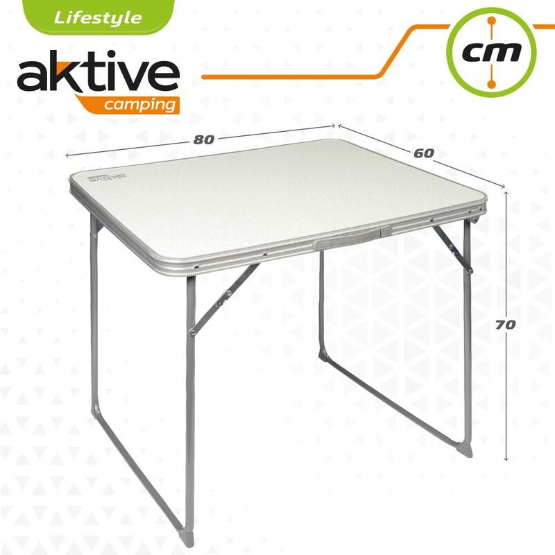 AKTIVE - Table Pliante avec Poignée de Transport. Table de Camping 80x40x70 cm
