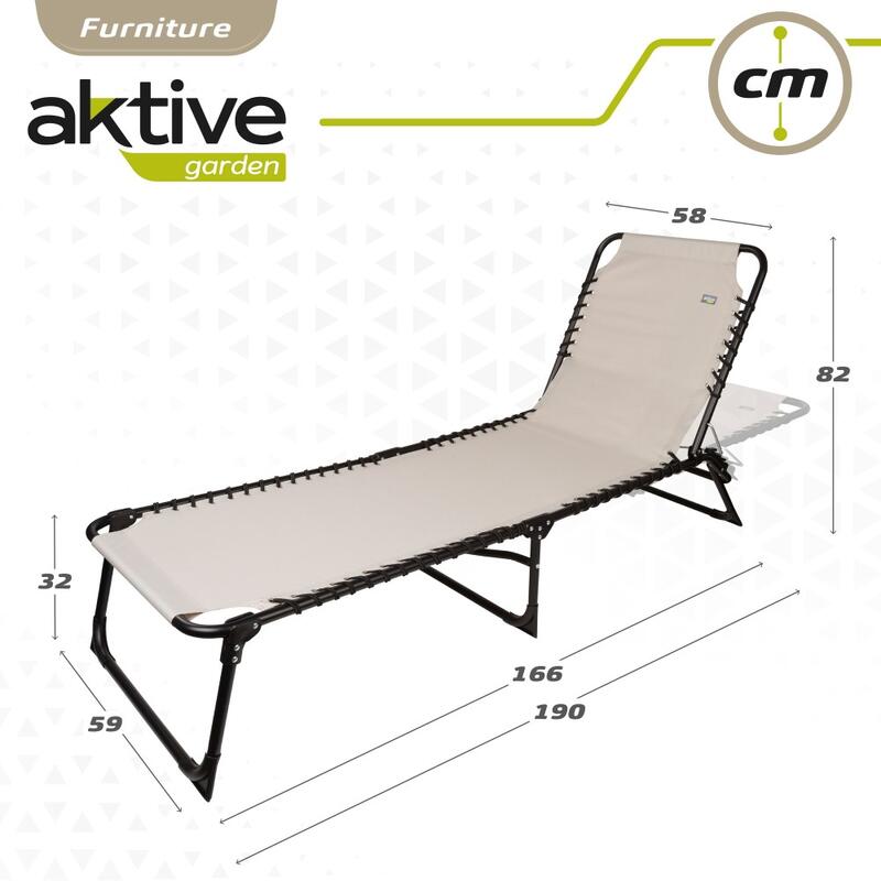 Espreguiçadeira de campismo dobrável multiposição Aktive creme