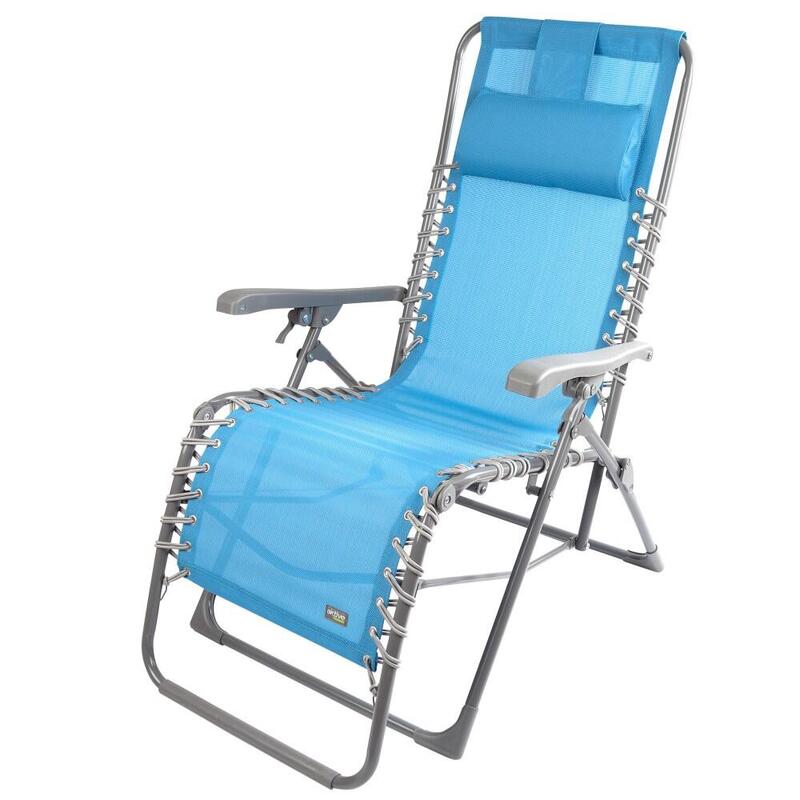 Cadeira espreguiçadeira de jardim dobrável gravidade zero azul c/almofada Aktive