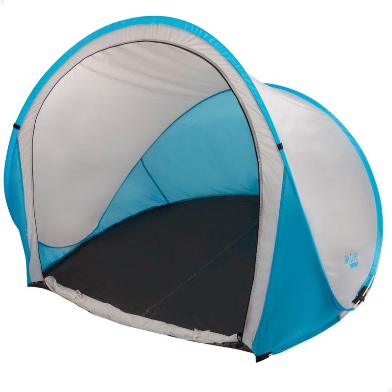 AKTIVE Tente Coupe-Vent Plage Pop Up Pliable, Protection UV, Bleu et Gris