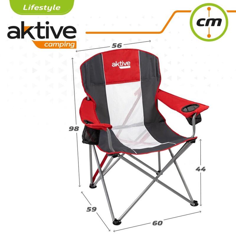 AKTIVE - Chaise de Camping XL avec Porte-Gobelet