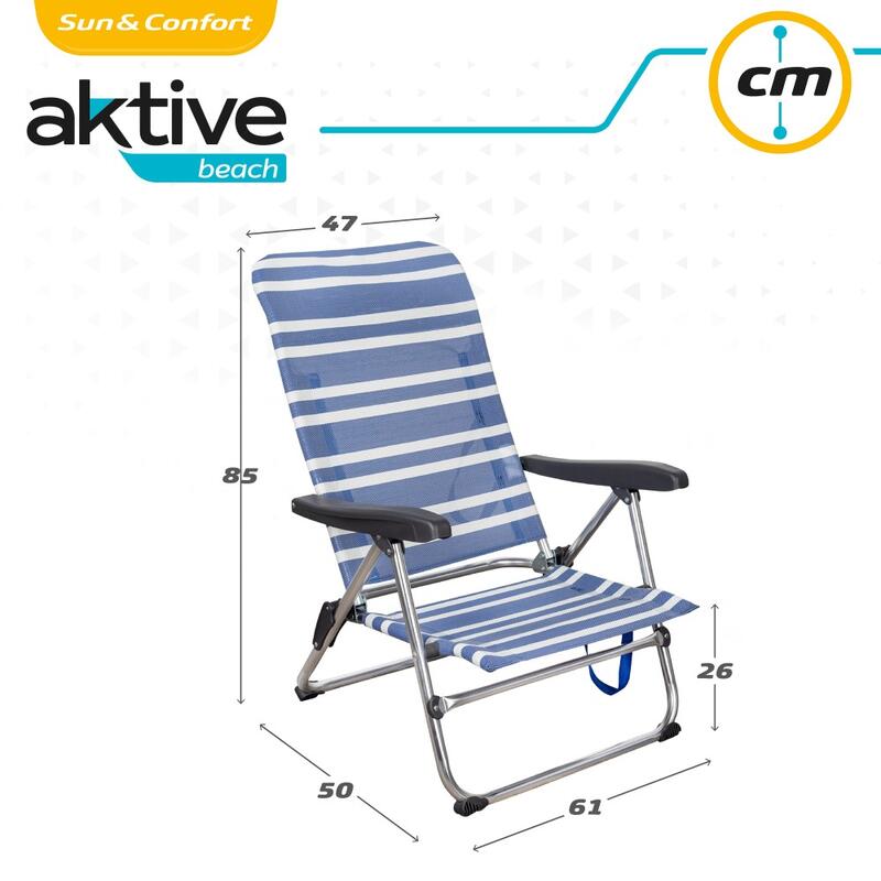 Pack ahorro 2 sillas playa Mykonos multiposición antivuelco 47x50x85 cm Aktive