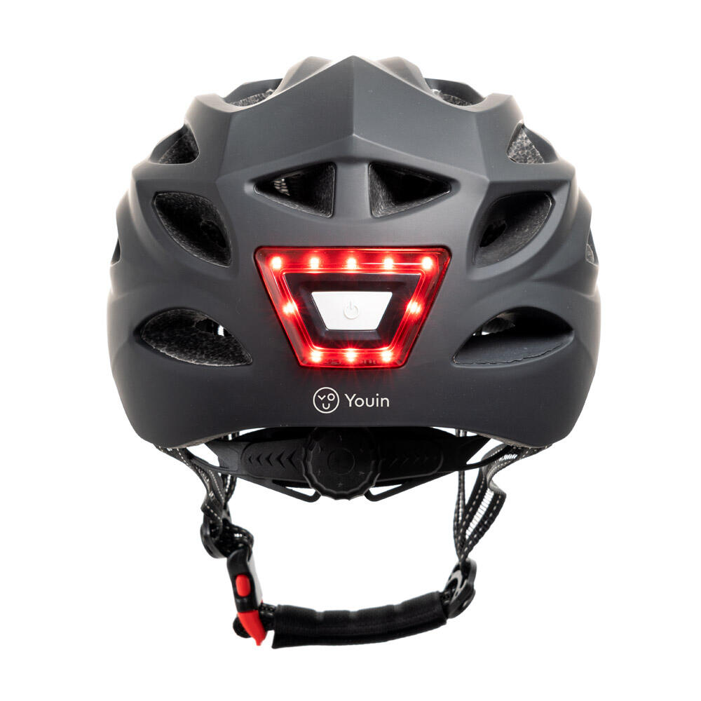 YOUIN Casco MTB Luces LED Frontal y Trasera - Ajustable 58-61 cm, USB Recargable 3/7