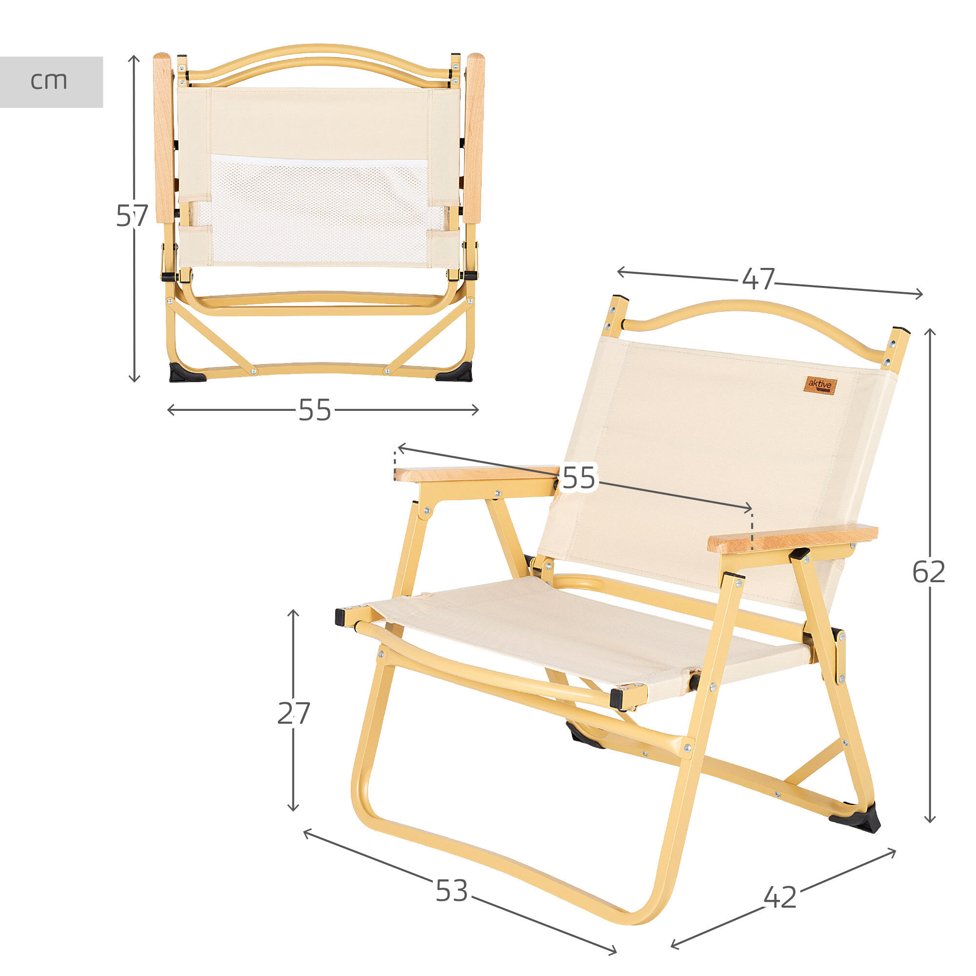 Cadeira dobrável low glamping com bolso Aktive 4/7