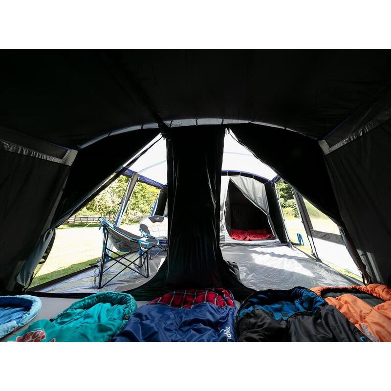 Tunnelzelt Montana Sleeper 10 Personen - Camping Zelt - 3 Schwarze Schlafkabinen