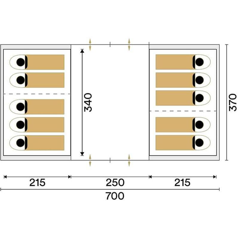 Tente familiale tunnel Montana 10 Sleeper - 10 personnes - 2 cabines sombres