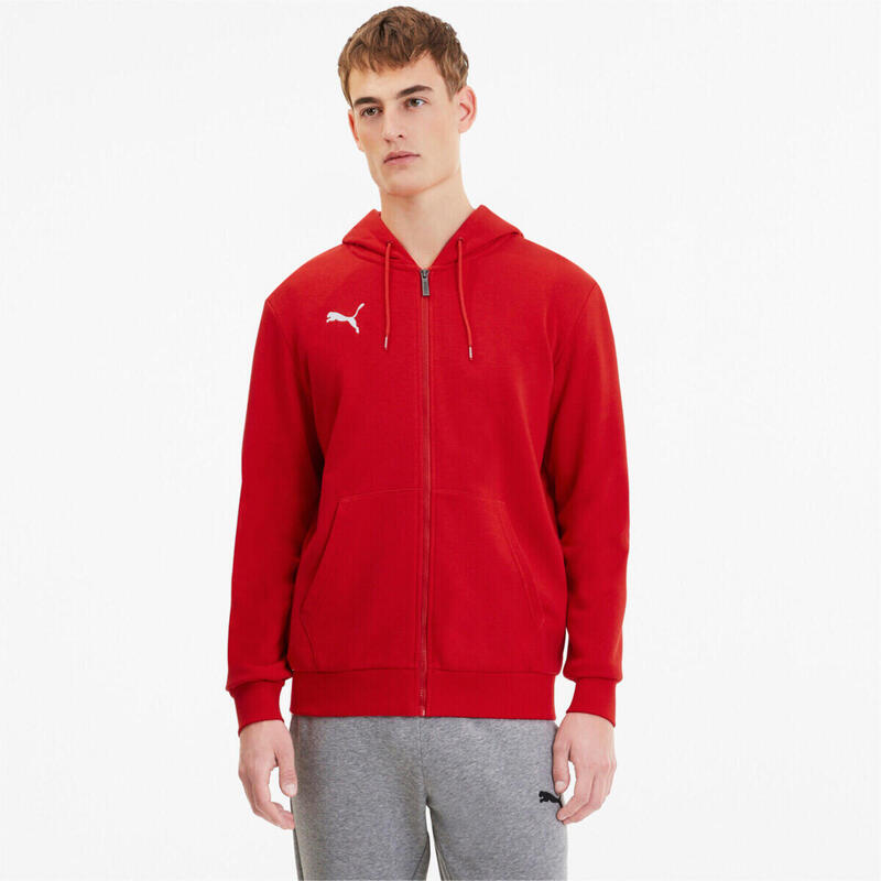 Felpa con cappuccio full zip uomo puma rosso