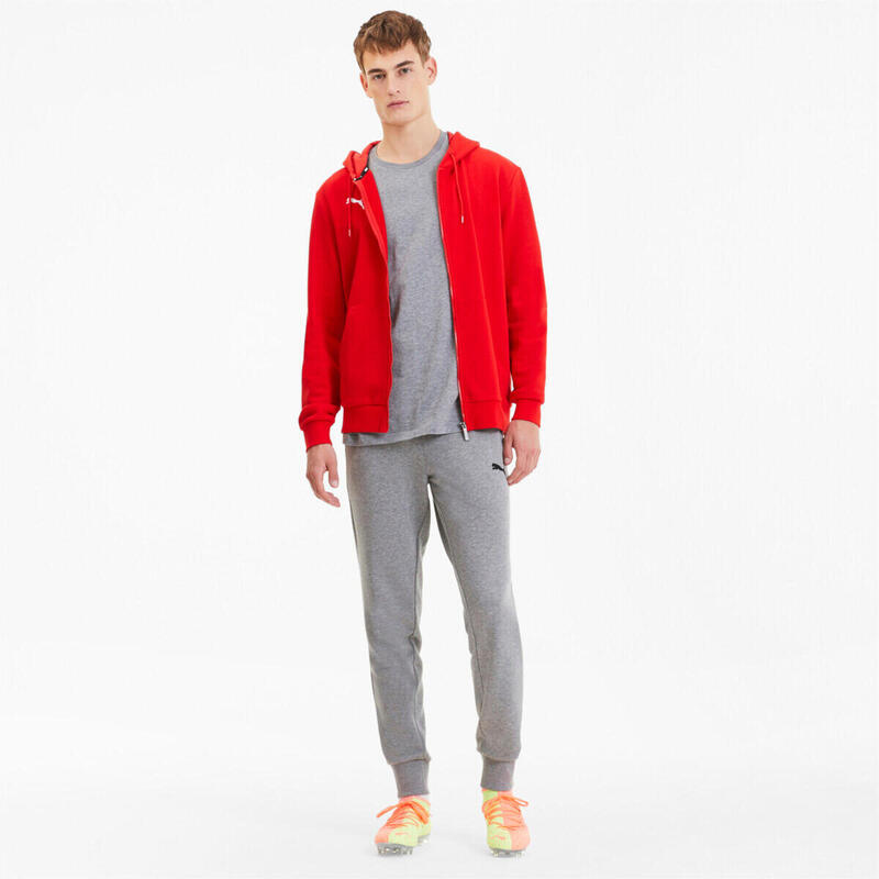 Felpa con cappuccio full zip uomo puma rosso