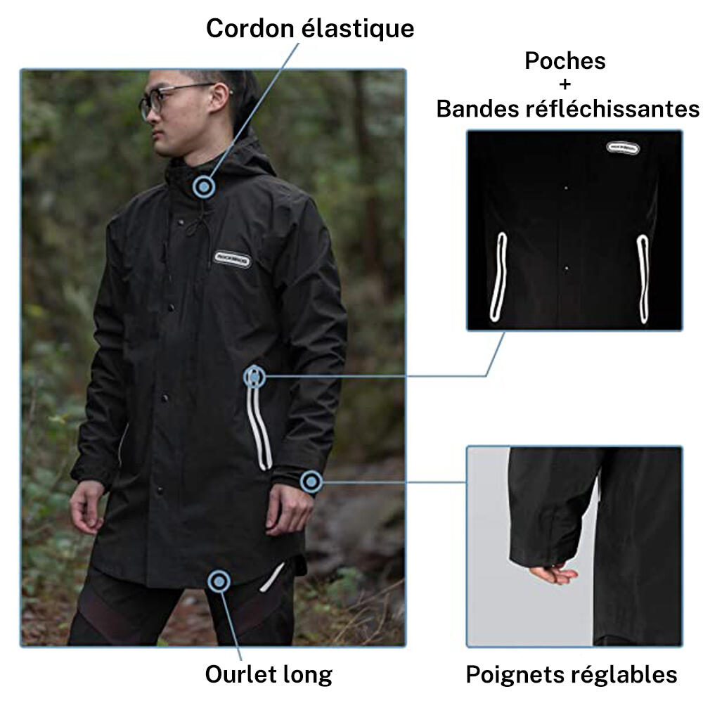 Veste de Pluie Longue Manteau de pluie Imperm able Respirant Sport de plein air