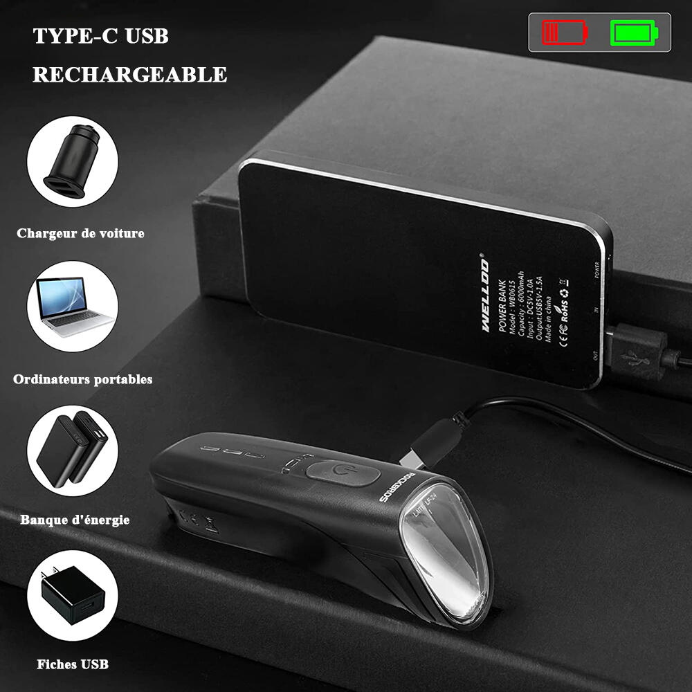toptrek Fietslampenset, 70 lux, StVZO-goedgekeurd, fietslamp voor en achterlicht, IPX5, USB-oplaadbaar, fietsverlichting op batterij (donkerzwart