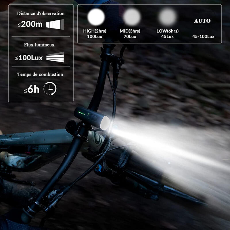 IPX5 waterdichte fietsverlichtingsset voor en achter fietsverlichting 4 modi