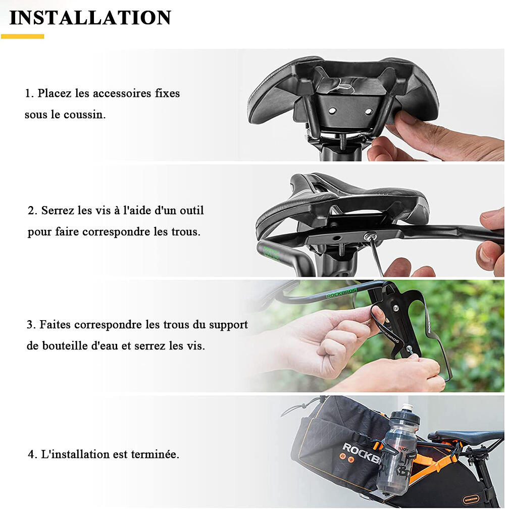 Porte-Bidons Universel Vélo Sous la Selle Support 2 Bouteilles Stable Durable 4/7