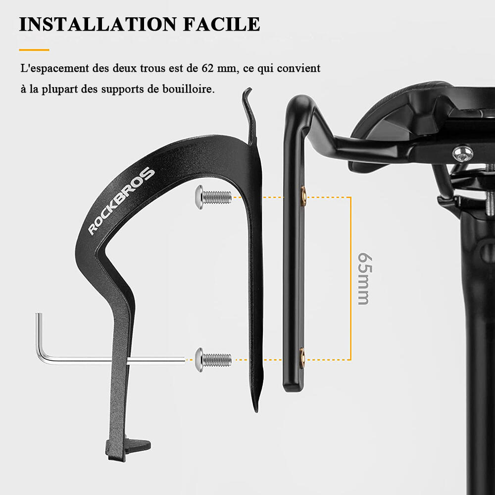Porte-Bidons Universel Vélo Sous la Selle Support 2 Bouteilles Stable Durable 2/7