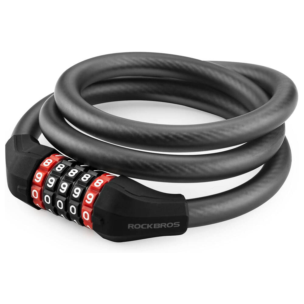 ROCKBROS Fiets kabelslot 5 cijferige code vouwslot zwart 120cm/180cm