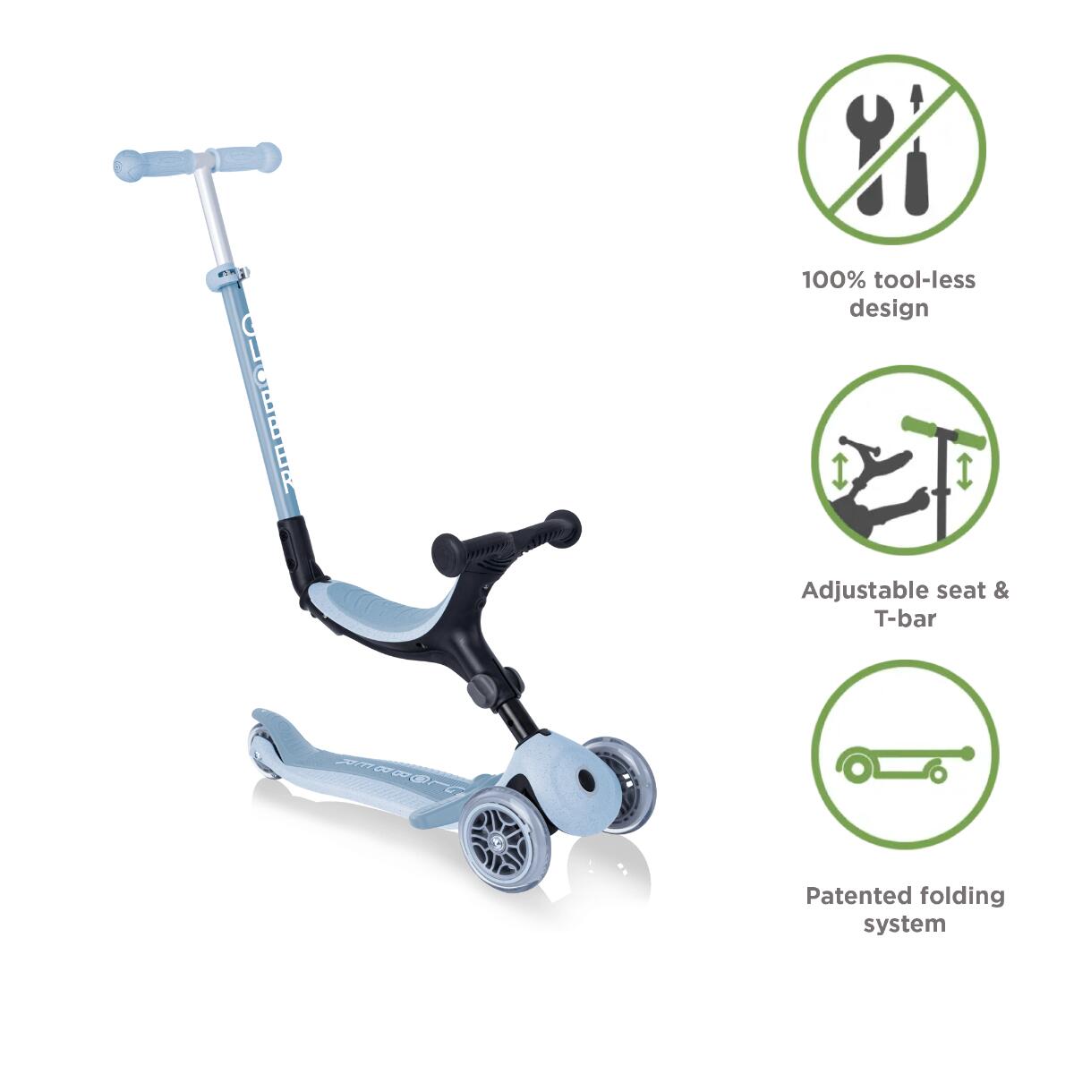 Globber Go Up Foldable Plus Ecologic - Blueberry - Recycled Scooter 4/5