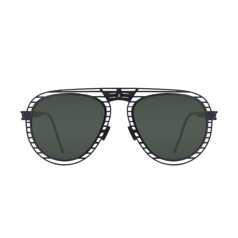 Beat X002系列成人中性摺疊式太陽眼鏡 - 黑/綠色