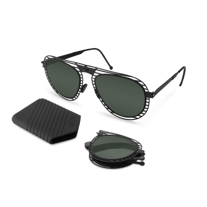 Beat X002 Adult Unisex Foldable Sunglasses - Black / Green