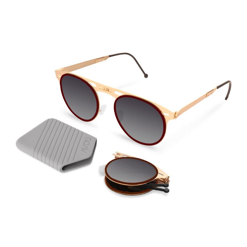 Blade 8303 Adult Unisex Foldable Sunglasses - Gold / Brown / Grey