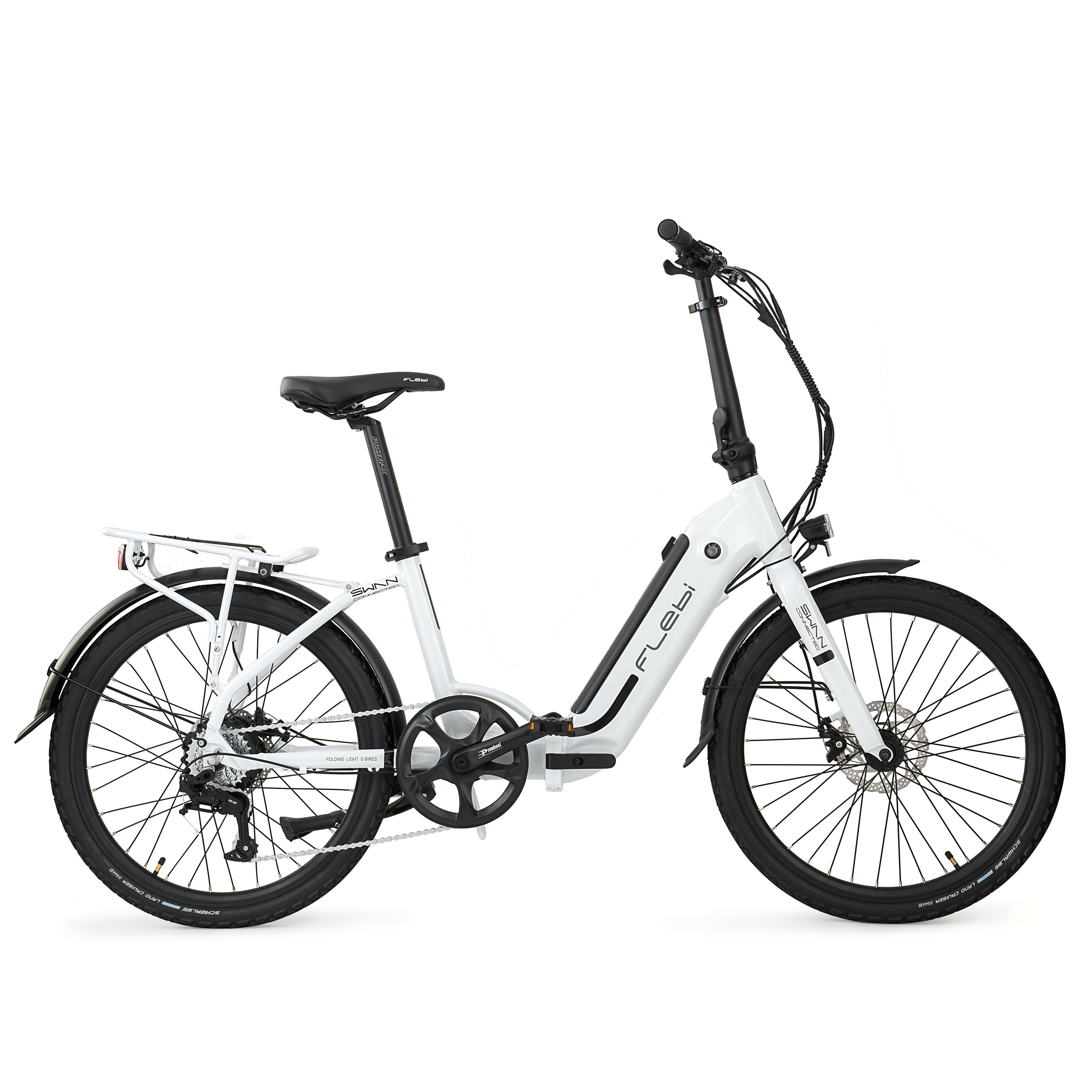 Bicicletta elettrica da città pieghevole Swan 24" Bianco | Autonomia 70km, Batteria 10.4Ah