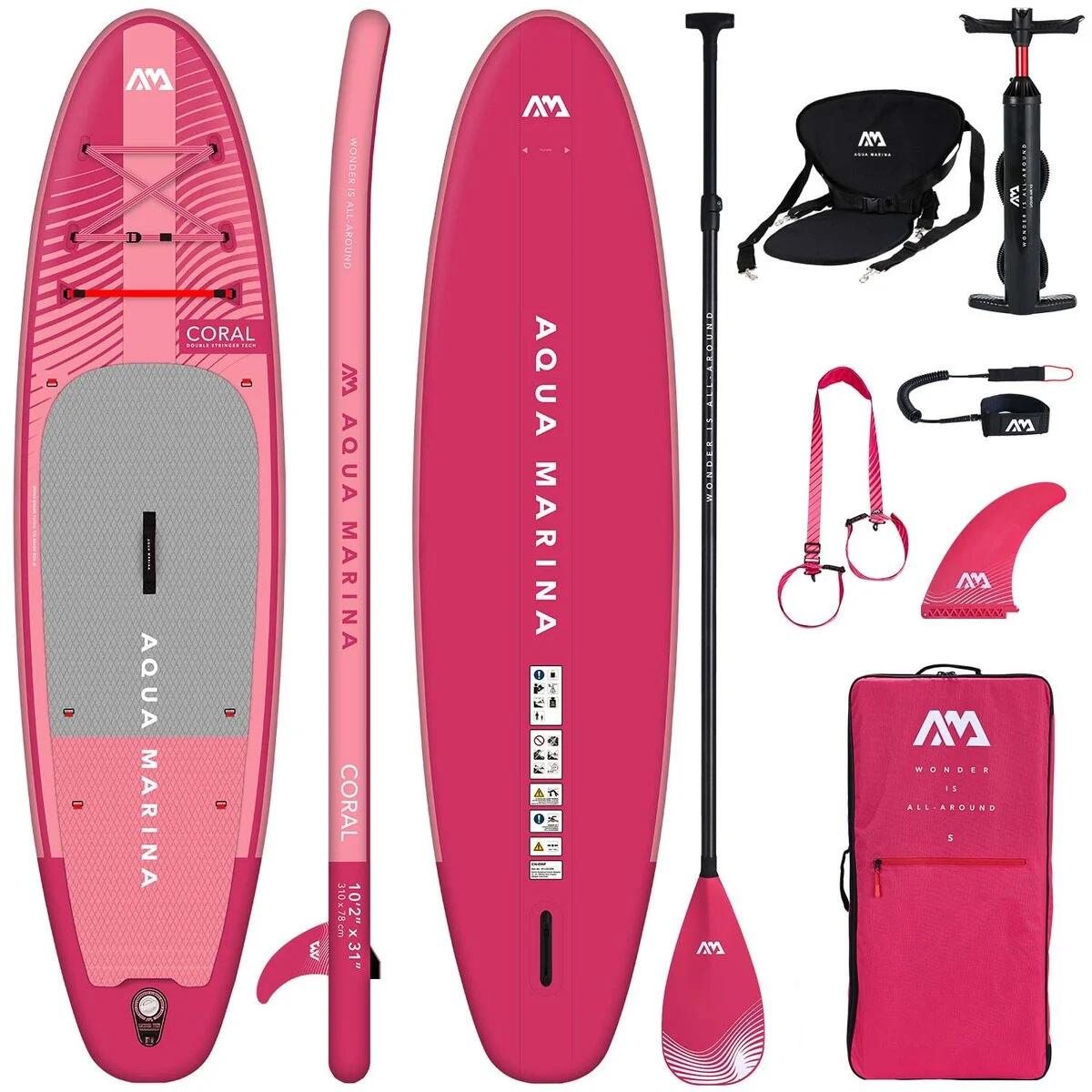 AQUA MARINA AQUA MARINA CORAL BT-23COPR Raspberry SUP opblaasbaar board Kajak zitje Roze