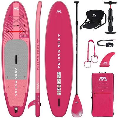 AQUA MARINA CORAL Raspberry SUP Board Stand Up Paddle aufblasbar KAJAK SITZ