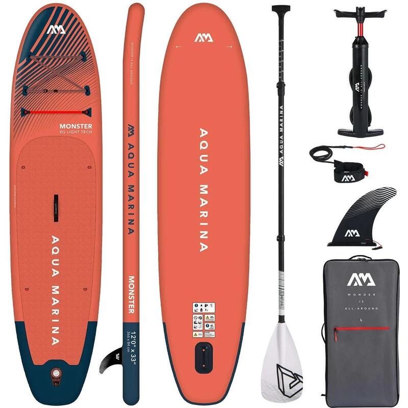 AQUA MARINA MONSTER SUP Board Stand Up Paddle aufblasbar SOLID Paddel