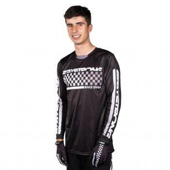 Maillot BMX Manches Longues Staystrong - Checker Noir