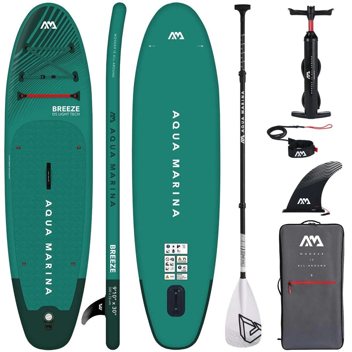 AQUA MARINA AQUA MARINA BREEZE BT-23BRP SUP opblaasbaar board SOLID glasvezel peddel groente