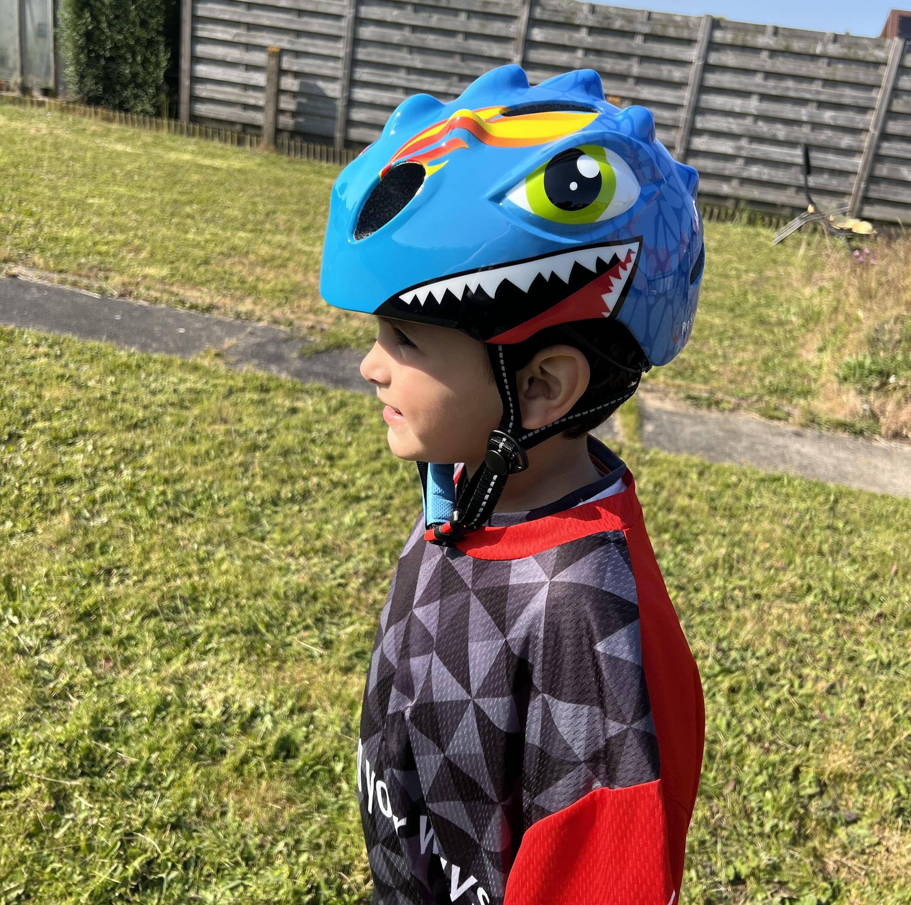 Casco da bicicletta per bambini maschi Blu - Dino XS 46/51 cm 6/7
